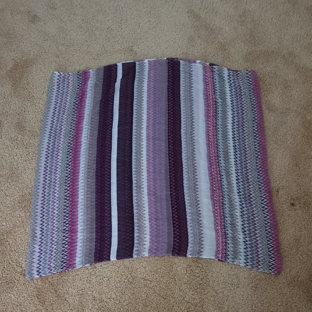 Striped Purple and Gray Women's Circular Scarf